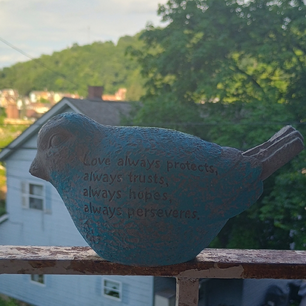 Blue Bird Figurine with Inspirational Quote